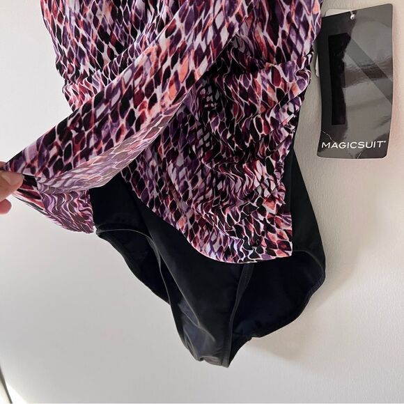 Magicsuit Purple Snake Charmer Lisa Draped One Piece Slimming Swimsuit Size 8 - Picture 9 of 12